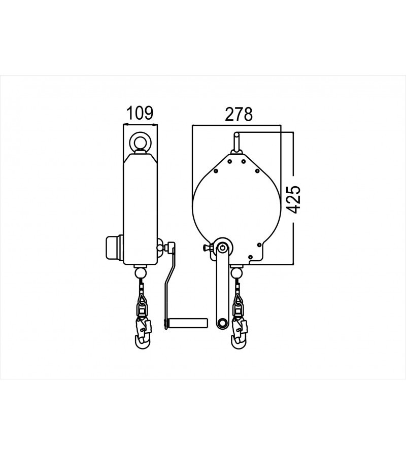 Anticaídas Retráctil con torno de rescate OLYMPE FA2040130. KRATOS SAFETY.