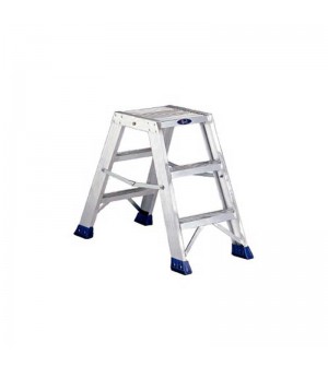 TABURETE DE ALUMINIO DOBLE SUBIDA CON PELDAÑO ANCHO PUNTO PLUS